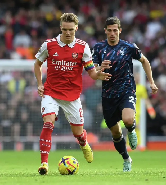 Framed Print : Martin Odegaard's Standout Display: Arsenal's Triumph Over Nottingham Forest in the Premier League