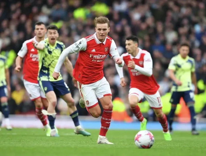 Framed Print : Martin Odegaard's Star Performance: Arsenal's Triumph Over Leeds United in the Premier League