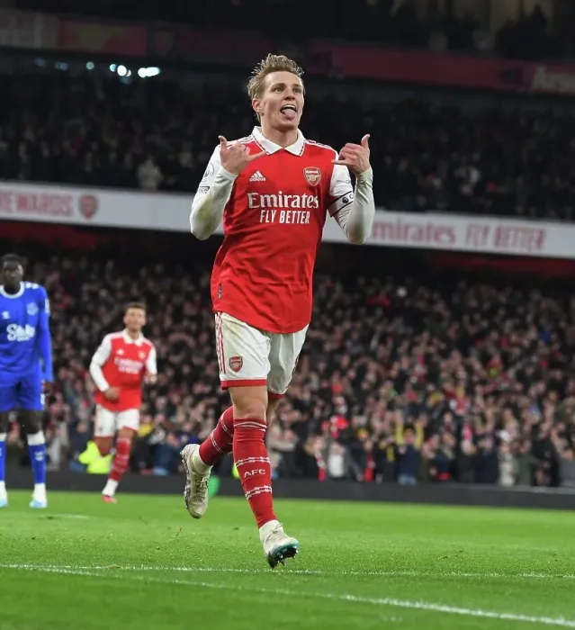Framed Print : Martin Odegaard's Thrilling Third: Arsenal's Triumph Over Everton in the 2022-23 Premier League - The Moment that Secured the Victory Framed Print : Martin Odegaard's Thrilling Third: Arsenal's Triumph Over Everton in the 2022-23 Premier League - The Moment that Secured the Victory