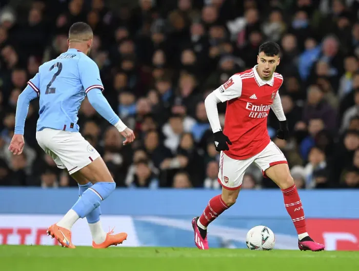 Framed Print : Martinelli in Action: Arsenal vs Manchester City - Emirates FA Cup Fourth Round