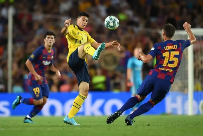 Framed Print : Martinelli in Action: FC Barcelona vs. Arsenal Pre-Season Friendly, 2019 Framed Print : Martinelli in Action: FC Barcelona vs. Arsenal Pre-Season Friendly, 2019
