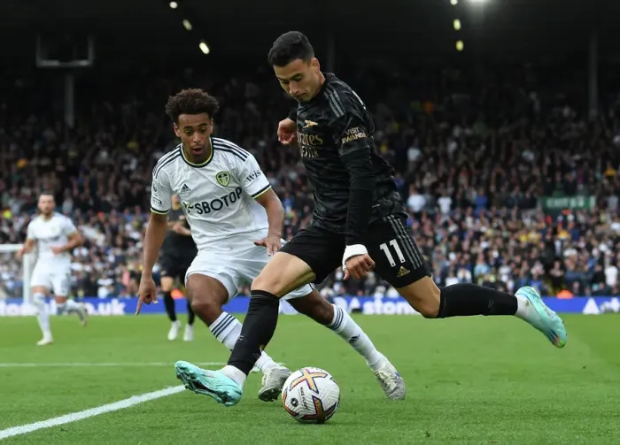 Framed Print : Martinelli Faces Off Against Adams: Leeds United vs. Arsenal FC, Premier League 2022-23 Framed Print : Martinelli Faces Off Against Adams: Leeds United vs. Arsenal FC, Premier League 2022-23