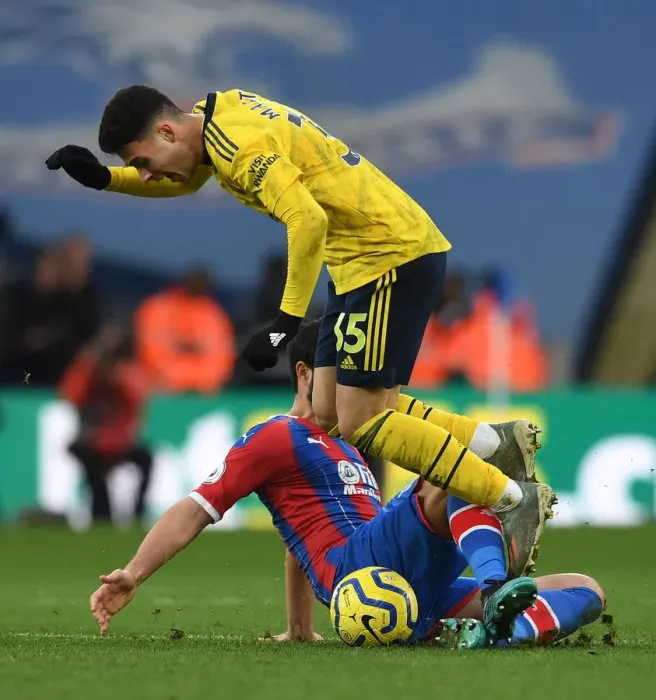 Framed Print : Martinelli Foul: Arsenal vs Crystal Palace, Premier League 2019-20
