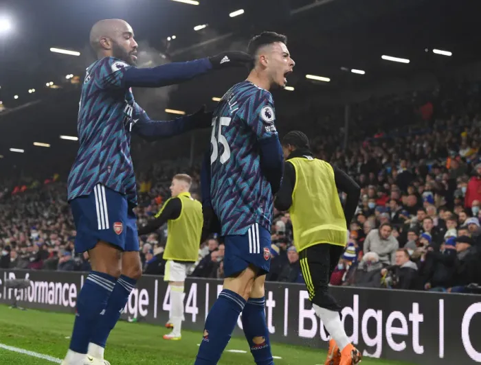 Framed Print : Martinelli and Lacazette Celebrate First Arsenal Goal in Leeds United Win, 2021-22 Premier League Framed Print : Martinelli and Lacazette Celebrate First Arsenal Goal in Leeds United Win, 2021-22 Premier League
