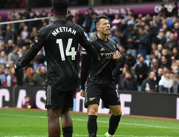Martinelli and Nketiah Celebrate Arsenal's Four-Goal Lead Over Aston Villa (2022-23)
