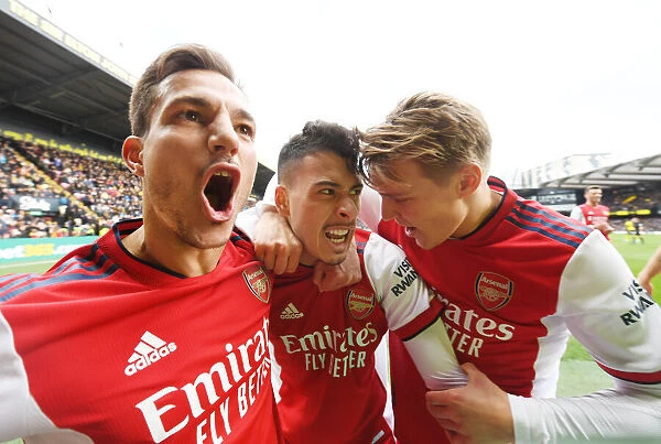 Martinelli, Odegaard, and Cedric: Celebrating Arsenal's Victory over Watford in the Premier League (March 2022)