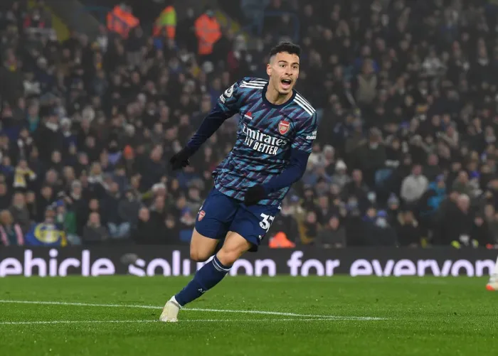 Framed Print : Martinelli Scores First: Arsenal Triumphs Over Leeds United in Premier League Clash