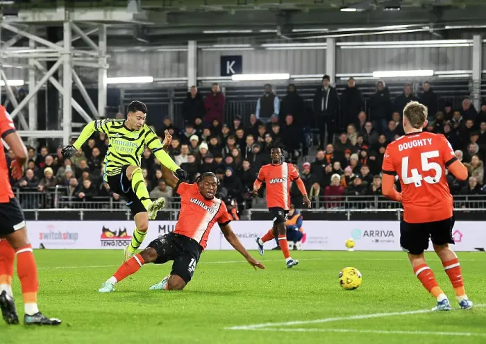 Framed Print : Martinelli Scores First: Arsenal Triumphs Over Luton Town in Premier League Clash (2023-24)