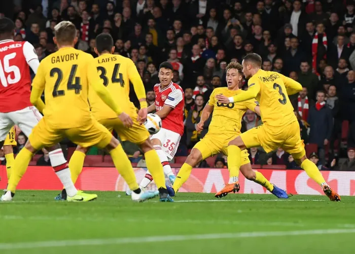 Framed Print : Martinelli Scores His Second: Arsenal's Europa League Victory vs Standard Liege (2019-20) Framed Print : Martinelli Scores His Second: Arsenal's Europa League Victory vs Standard Liege (2019-20)