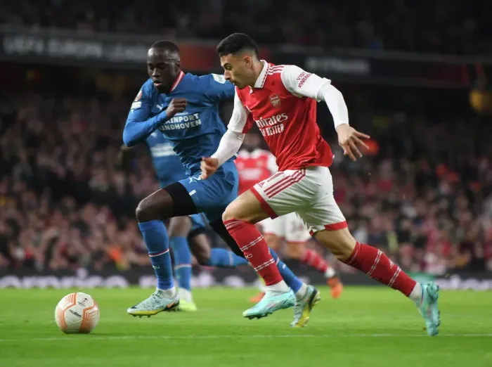 Framed Print : Martinelli Shines: Arsenal Secures Europa League Victory Over PSV Eindhoven Framed Print : Martinelli Shines: Arsenal Secures Europa League Victory Over PSV Eindhoven