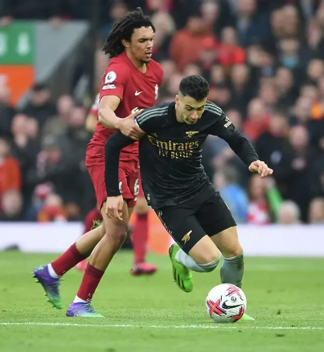 Framed Print : Martinelli vs. Alexander-Arnold: A Winger Battle at Anfield - Premier League 2022-23 Framed Print : Martinelli vs. Alexander-Arnold: A Winger Battle at Anfield - Premier League 2022-23