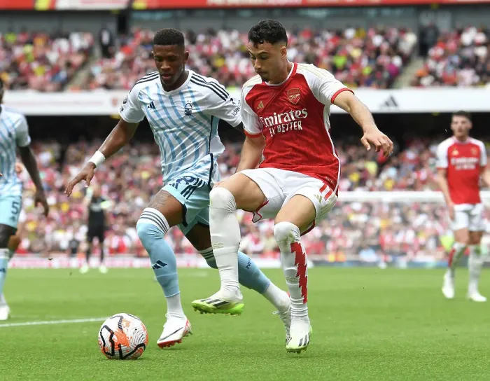 Framed Print : Martinelli vs. Danilo: A Battle of Wits in Arsenal's 2023-24 Premier League Opener against Nottingham Forest Framed Print : Martinelli vs. Danilo: A Battle of Wits in Arsenal's 2023-24 Premier League Opener against Nottingham Forest