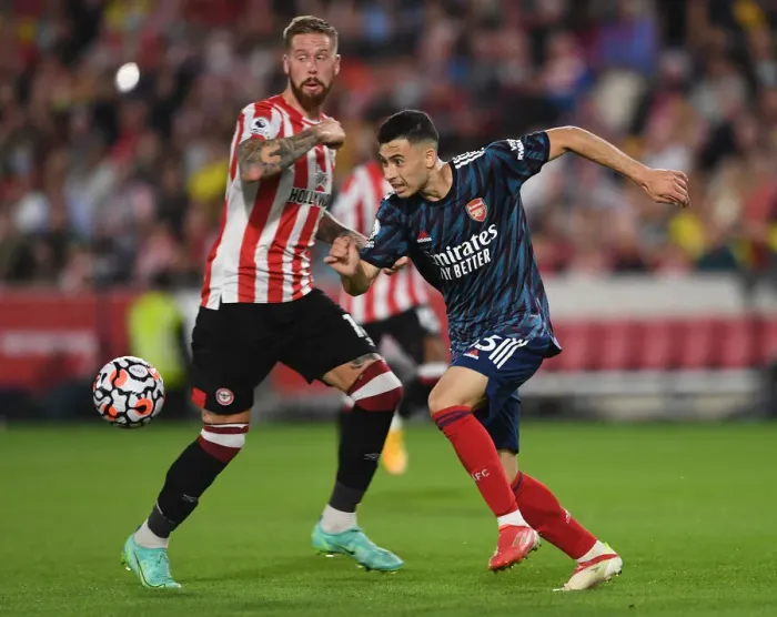 Framed Print : Martinelli vs Jansson: A Premier League Showdown at Brentford Community Stadium, 2021-22 Framed Print : Martinelli vs Jansson: A Premier League Showdown at Brentford Community Stadium, 2021-22