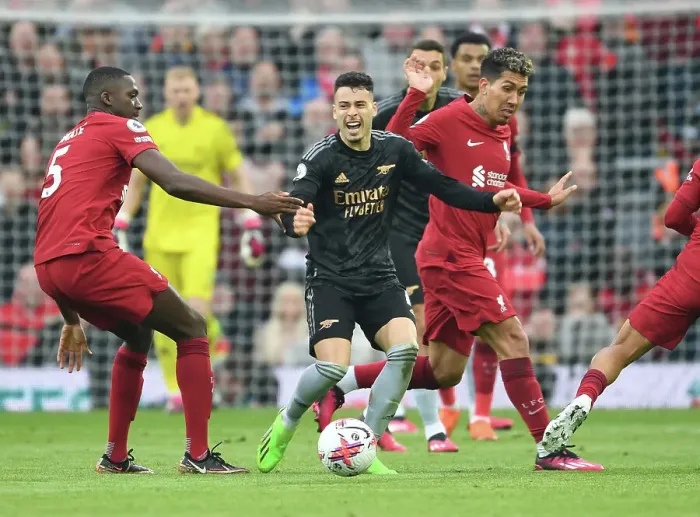 Framed Print : Martinelli vs. Liverpool: The Thrilling Arsenal-Liverpool Clash, Premier League 2022-23