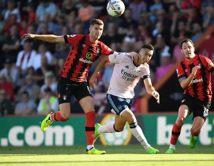 Framed Print : Martinelli vs Mepham: AFC Bournemouth vs Arsenal FC Clash in Premier League 2022-23 - Battle at Vitality Stadium Framed Print : Martinelli vs Mepham: AFC Bournemouth vs Arsenal FC Clash in Premier League 2022-23 - Battle at Vitality Stadium