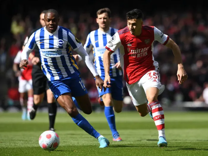 Framed Print : Martinelli vs. Mwepu: Intense Battle - Arsenal vs. Brighton (2021-22) Framed Print : Martinelli vs. Mwepu: Intense Battle - Arsenal vs. Brighton (2021-22)