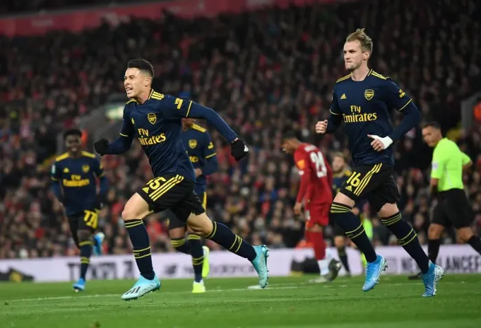 Framed Print : Martinelli's Brace: Arsenal's Shocking Upset of Liverpool in Carabao Cup