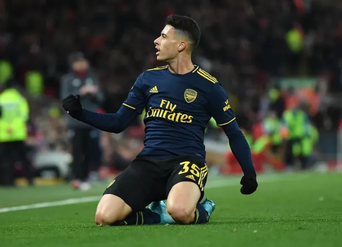 Framed Print : Martinelli's Brace: Arsenal's Upset of Liverpool in Carabao Cup