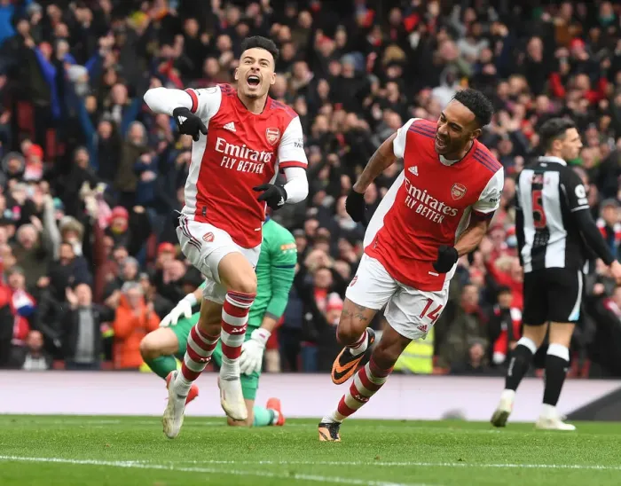 Framed Print : Martinelli's Brace: Arsenal's Victory Over Newcastle United in the Premier League