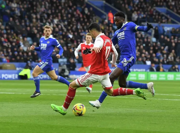 Framed Print : Martinelli's Dramatic Last-Minute Winner: Leicester City vs. Arsenal, Premier League 2022-23