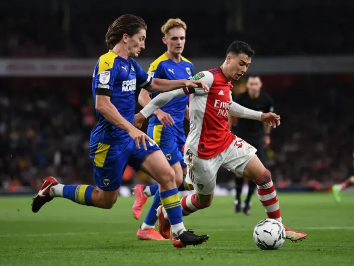Framed Print : Martinelli's Moment: Arsenal's Victory over AFC Wimbledon in Carabao Cup 2021-22