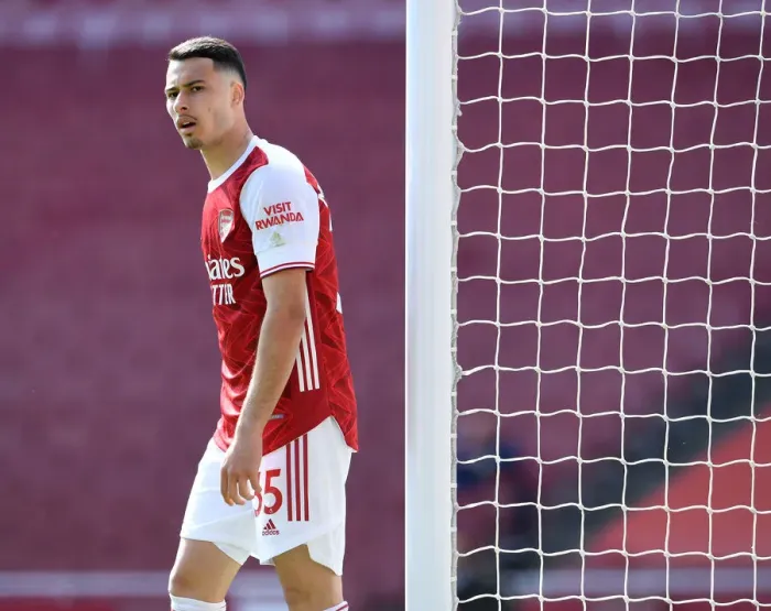 Framed Print : Martinelli's Shining Debut: Arsenal's Empty Emirates Victory over Fulham - Gabriel's Brilliant Performance, Premier League 2021