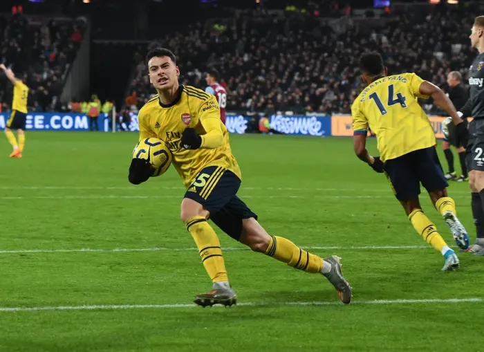 Framed Print : Martinelli's Stunner: Arsenal's Thrilling First Goal vs. West Ham United (2019-20)