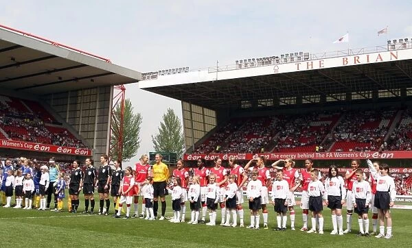 The mascots line up with Arsenal