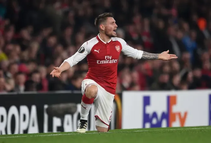 Framed Print : Mathieu Debuchy in Action for Arsenal against Red Star Belgrade, UEFA Europa League 2017-18 Framed Print : Mathieu Debuchy in Action for Arsenal against Red Star Belgrade, UEFA Europa League 2017-18