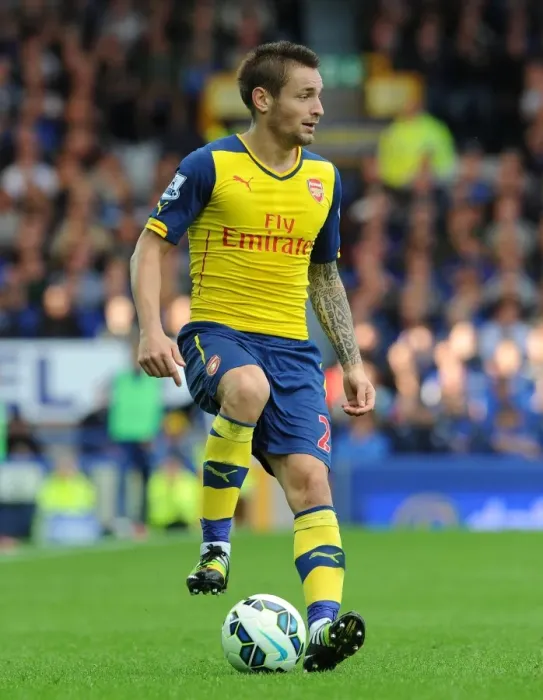 Framed Print : Mathieu Debuchy in Action: Arsenal vs. Everton, 2014 / 15 Premier League