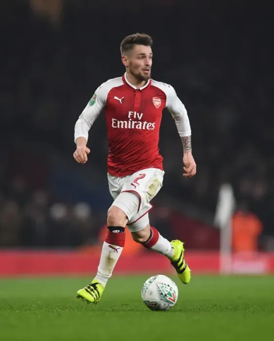 Framed Print : Mathieu Debuchy in Action: Arsenal vs. West Ham United, Carabao Cup Quarterfinal