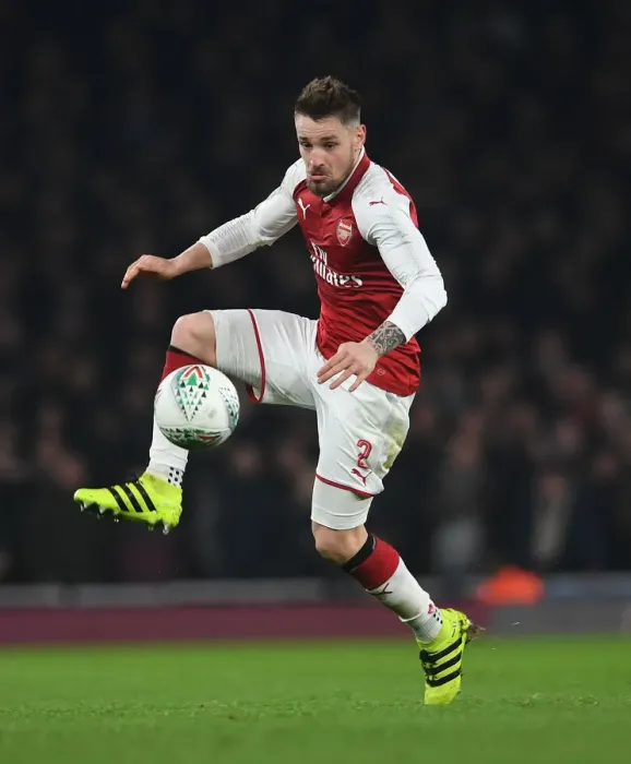 Framed Print : Mathieu Debuchy in Action: Arsenal vs. West Ham United - Carabao Cup Quarterfinals