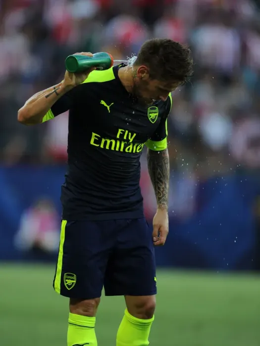 Framed Print : Mathieu Debuchy in Action: Arsenal vs CD Guadalajara, 2016 Pre-Season Friendly