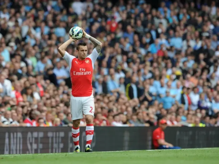 Framed Print : Mathieu Debuchy (Arsenal). Arsenal 2: 2 Manchester City. Barclays Premier League. Emirates Stadium