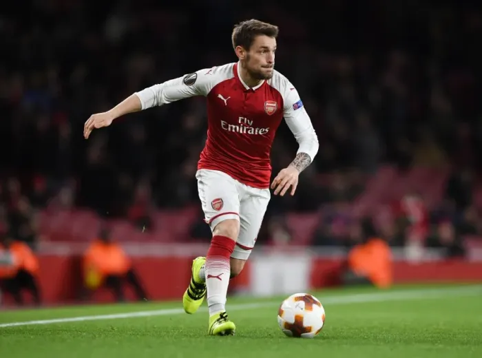 Framed Print : Mathieu Debuchy: Arsenal's Defensive Force in Europa League Clash Against BATE Borisov (2017-18)