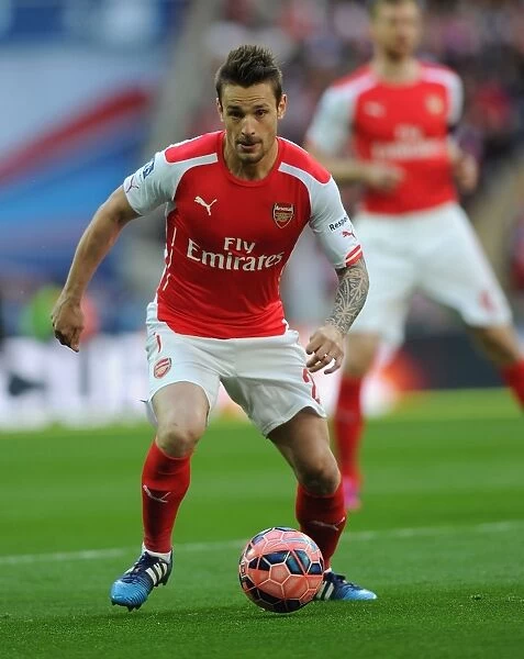 Mathieu Debuchy in FA Cup Semi-Final Action: Arsenal vs. Reading at Wembley Stadium