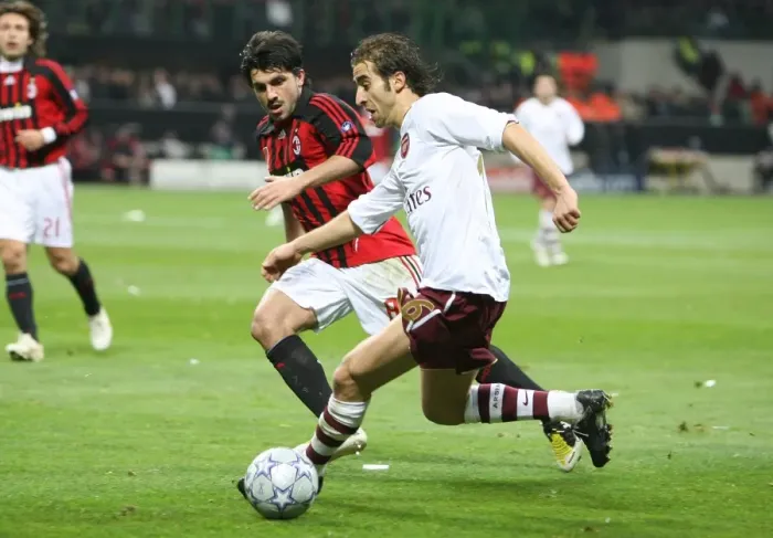 Framed Print : Mathieu Flamini (Arsenal) Gennaro Gattuso (AC Milan)