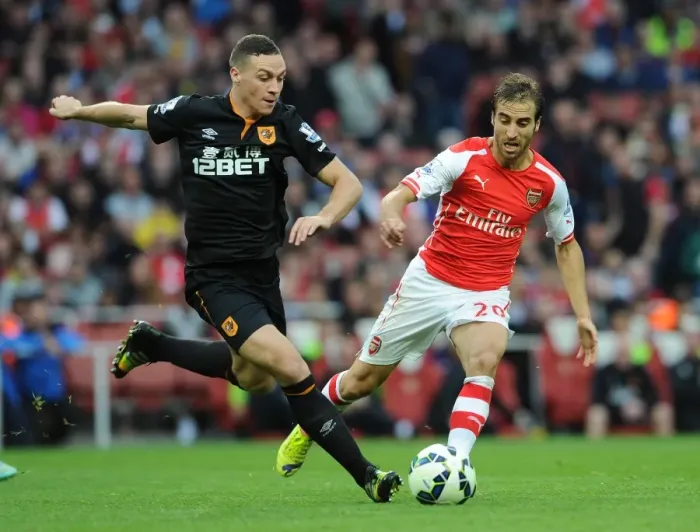 Framed Print : Mathieu Flamini (Arsenal) James Chester (Hull). Arsenal 2: 2 Hull City. Barclays Premier League Framed Print : Mathieu Flamini (Arsenal) James Chester (Hull). Arsenal 2: 2 Hull City. Barclays Premier League