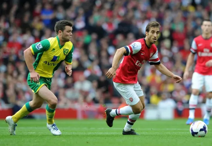 Framed Print : Mathieu Flamini (Arsenal) Jonny Howson (Norwich). Arsenal 4: 1 Norwich City. Barclays Premier League Framed Print : Mathieu Flamini (Arsenal) Jonny Howson (Norwich). Arsenal 4: 1 Norwich City. Barclays Premier League