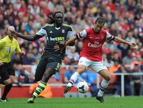 Mathieu Flamini (Arsenal) Kenwyne Jones (Stoke). Arsenal 3: 1 Stoke City. Barclays Premier League