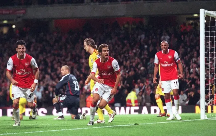 Framed Print : Mathieu Flamini celebrates scoring Arsenals 1st goal