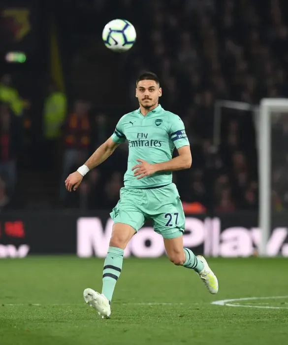 Framed Print : Mavropanos in Action: Arsenal vs. Watford, Premier League 2018-19