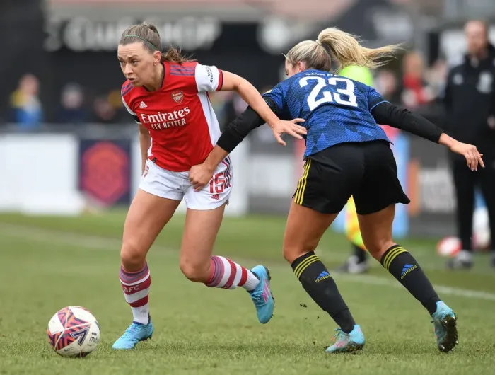 Framed Print : McCabe vs Russo: A Showdown in FA WSL: Arsenal Women vs Manchester United Women Framed Print : McCabe vs Russo: A Showdown in FA WSL: Arsenal Women vs Manchester United Women