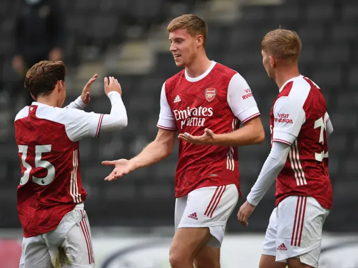 Framed Print : McGuinness Scores as Arsenal Secure Pre-Season Victory over MK Dons