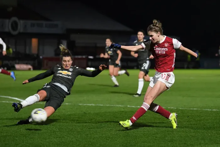 Framed Print : Empty Meadow Park Rivalry: Miedema vs Turner - Arsenal Women vs Manchester United Women Framed Print : Empty Meadow Park Rivalry: Miedema vs Turner - Arsenal Women vs Manchester United Women