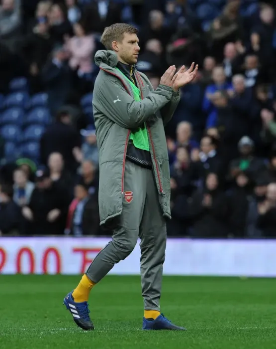 Framed Print : Per Mertesacker (Arsenal) claps the fans after the match. West Bromwich Albion 3