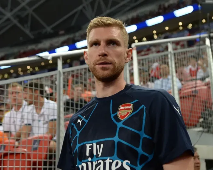Framed Print : Per Mertesacker: Arsenal Football Club - Pre-Match Focus at 2015 Barclays Asia Trophy, Kallang, Singapore Framed Print : Per Mertesacker: Arsenal Football Club - Pre-Match Focus at 2015 Barclays Asia Trophy, Kallang, Singapore