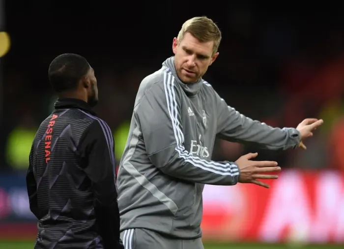 Framed Print : Mertesacker Coaches Maitland-Niles Ahead of Arsenal's UEFA Europa League Clash with Standard Liege Framed Print : Mertesacker Coaches Maitland-Niles Ahead of Arsenal's UEFA Europa League Clash with Standard Liege