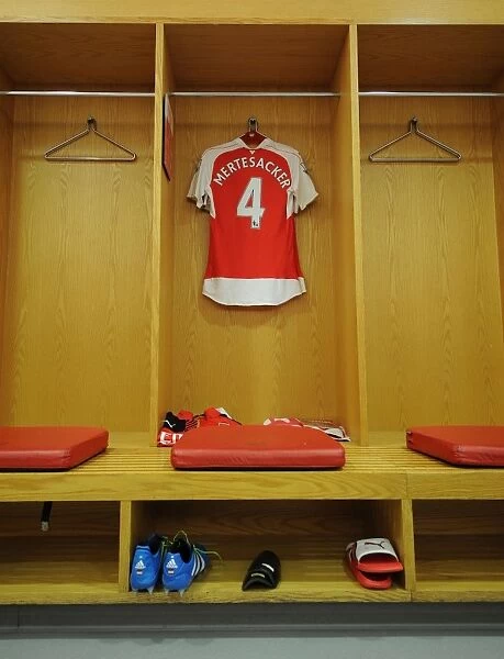 Per Mertesacker's Arsenal Shirt in Arsenal Changing Room before Arsenal vs West Bromwich Albion, Premier League 2015-16