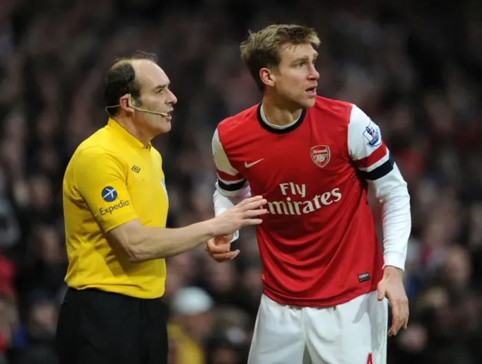Framed Print : Per Mertesacker's Disallowed Goal: Arsenal vs Stoke City, Premier League 2012-13